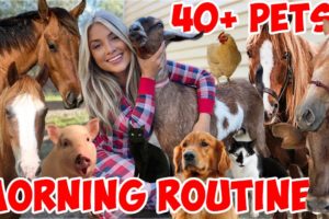 My Winter Christmas Morning Routine WITH 40+ Pets!  *SUPER CUTE ANIMALS*