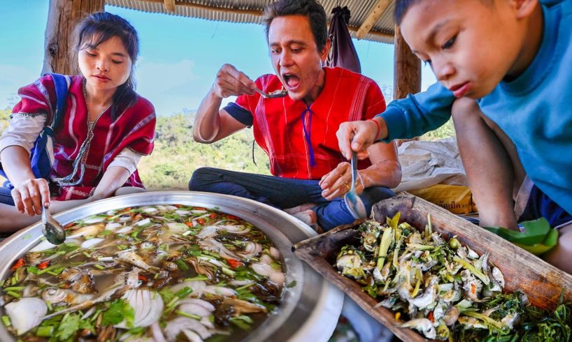Rare VILLAGE FOOD Thailand!! Fishing + Cooking in Asian Mountains!! | Amazing Karen People