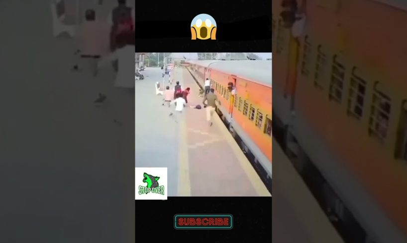 Train accident -Women escapes near death #Caughtoncamera #shorts #tiktok #trending #accident #cctv