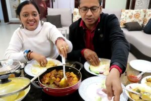 Winter Special Garama Garam Mutton | Rice | Alu Fulkopi & Paneer | Nice Bengali Lunch Eating Show