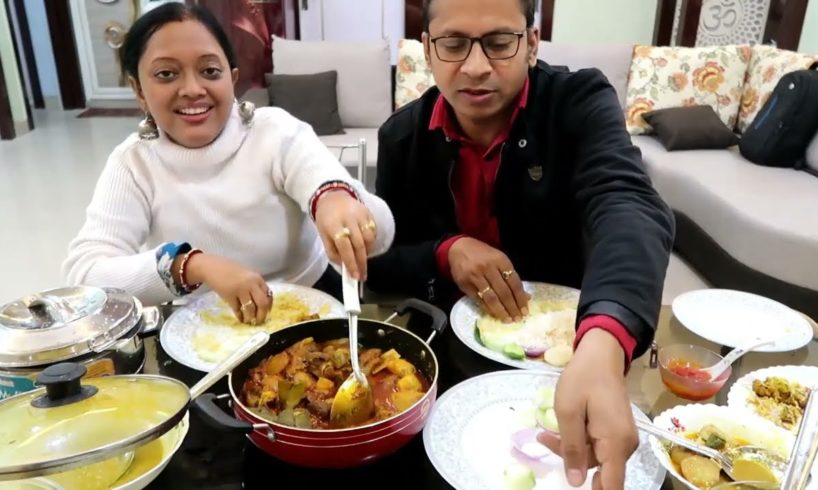 Winter Special Garama Garam Mutton | Rice | Alu Fulkopi & Paneer | Nice Bengali Lunch Eating Show