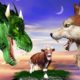 Zombie Dinosaur vs Giant Wolf Fight T-rex Chase Cow Cartoon Saved by Woolly Mammoth Animal Fights