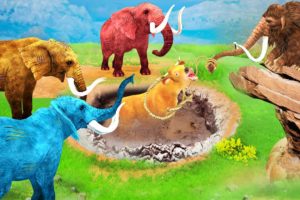 Zombie Elephant vs Zombie Lion Fight Cow Cartoon Saved By Woolly Mammoth Elephant Animal Fights