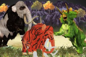 Zombie Mammoth VS T-rex Dinosaur Animal Fight babby Mammot Rescue Animal Battle by animal show