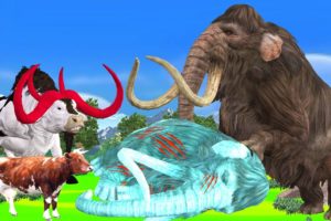 Zombie Mammoth vs Woolly Mammoth Save Cow Cartoon Animal Fights Giant Animal Epic Battle Videos
