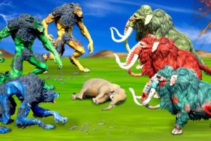 10 Zombie Mammoths vs 10 Zombie Wolf Fight Elephant Rescue Saved By Woolly Mammoth Animal Fights