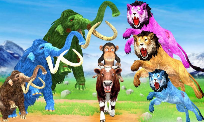 10 Zombie Mammoths vs Giant Lions Fight Baby Monkey Saved By Woolly Mammoth Elephant Animal Fights