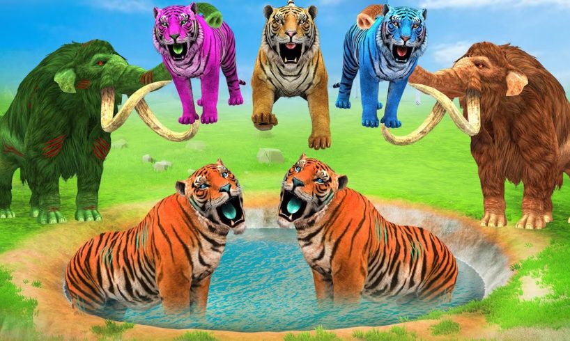 10 Zombie Tigers vs 10 Zombie Mammoths Fight Baby Elephant Rescue Saved By Woolly Mammoth Fights