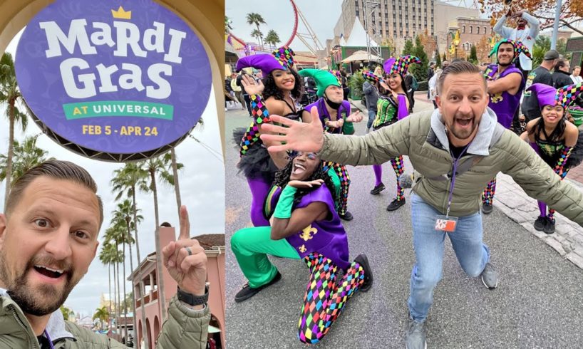 An Awesome First Day Of Mardi Gras 2022 At Universal Studios Florida! | NEW Food, Costumes & Parade!