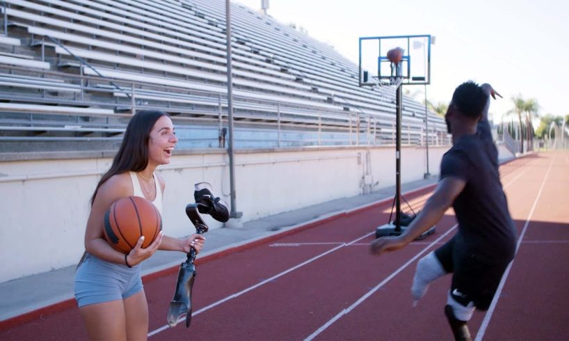 Basketball Star Stephania Ergemlidze Races World's Fastest Man | Are You Faster Than Blake Leeper