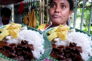 Hyderabadi Akka Selling Mutton Bati Rice | Price 80 Rs/ Plate | Indian Street Food