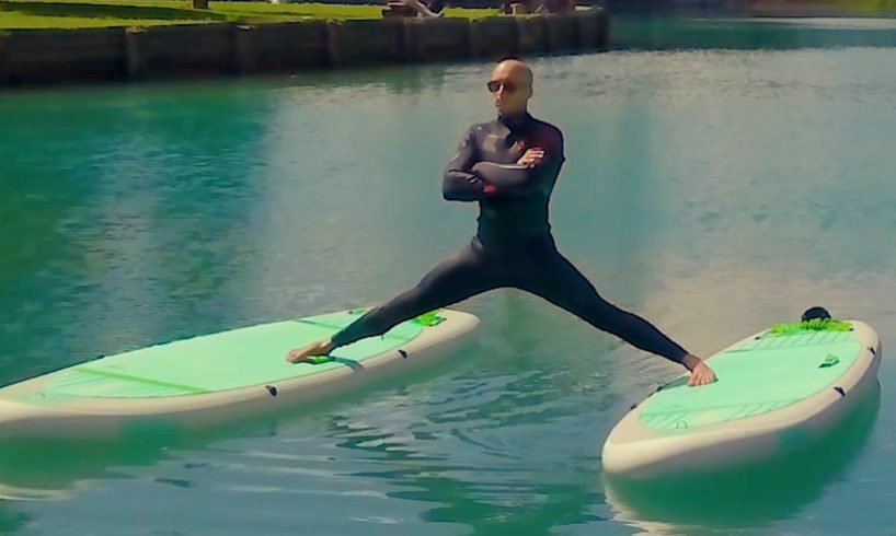 Man Does Splits Between Paddle Boards & More! | Gymnastics IRL