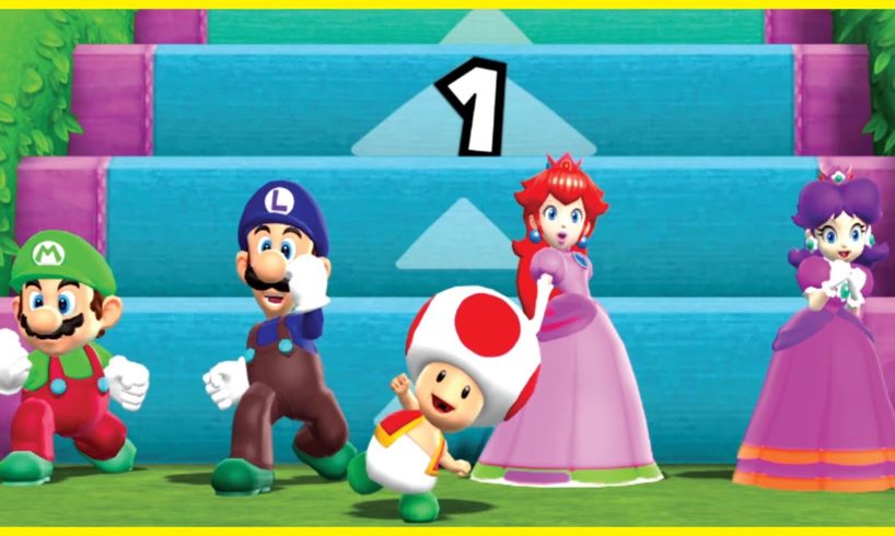 Mario Party 9 Minigames - Mario vs Luigi vs Peach vs Daisy (Step It Up Hard Difficulty CPUs)
