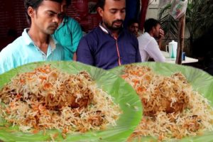People Enjoying Hyderabadi Street Half Chicken Biryani 110 Rs/ & Full 200 Rs/ | Indian Street Food