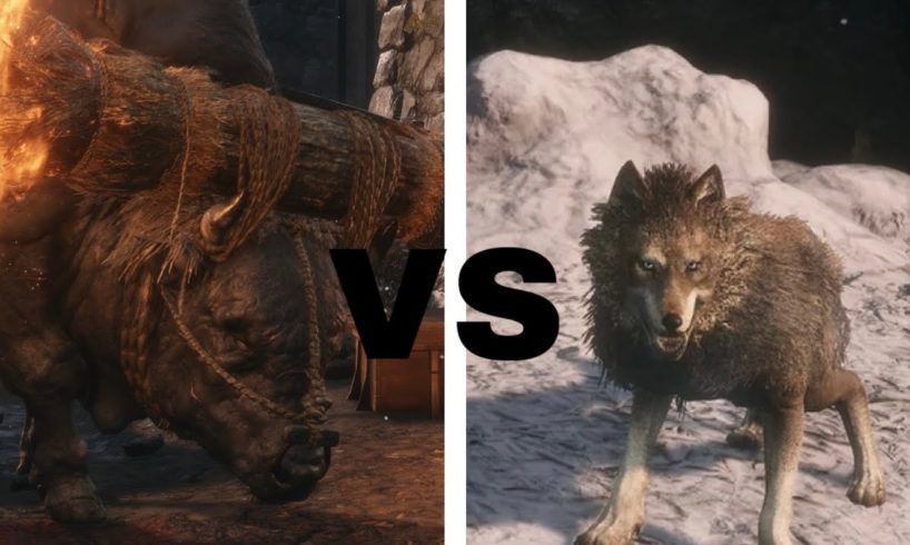 SEKIRO SHADOWS DIE TWICE - WOLF VS BLAZING BULL - ANIMAL FIGHTS!!!