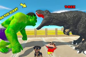 T-REX vs EVERY UNIT |SHINCHAN CHOP Fights DINOSAUR😱|Animal Revolt Battle Simulator|😂Funny game Hindi