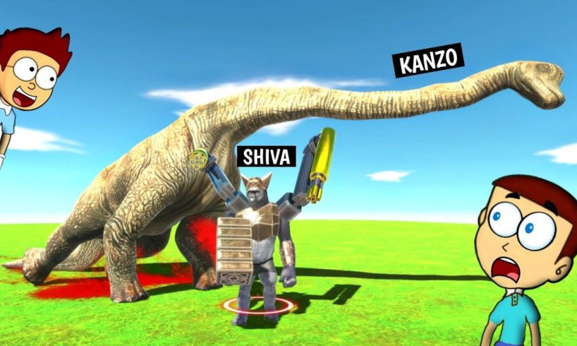 Thor Gorilla vs Big Dinosaur  - Animal Revolt Battle Simulator | Shiva and Kanzo Gameplay