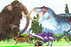 Zombie Dinosaur vs Dragon Fight Woolly Mammoth Elephant Giant Animal Fights Cartoon Animal Battle