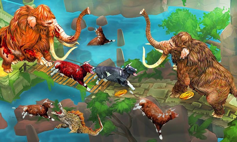 Zombie Mammoth Chasing Cow Temple Run Cartoon Animal Fights Mammoth Saved Cow Animal Revolt Battle