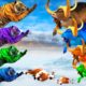 10 Zombie Tigers vs Giant Bulls Animal Fight | Big Bulls Save Cow Cartoon Family from Big Tigers