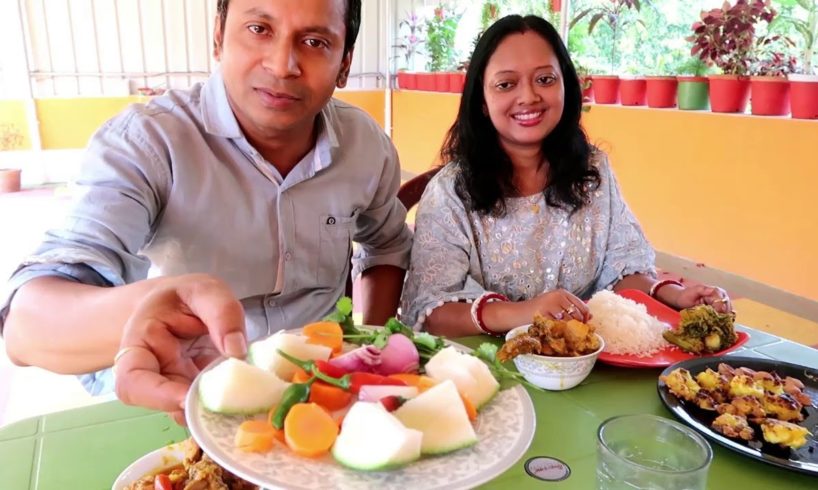 Barir Chad Bagane Eating Show | Beautiful Lunch Menu | Rice | Chicken | Red Spinach Curry | Snacks
