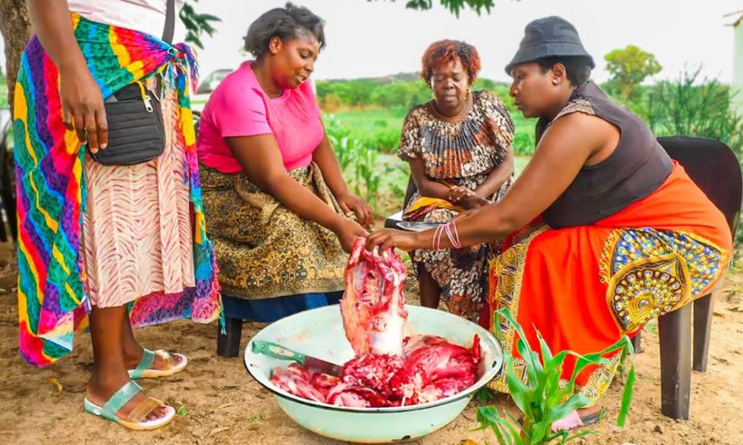 Bizarre African Food!! Zimbabwe Village Cooks Whole Cow!!
