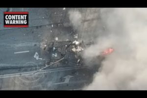 Drone footage captures strikes on Russian tank in Mariupol, Ukraine