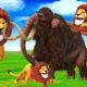 Giant Mammoth Elephant, Cow Cartoon vs Zombie Lions Animal Fight | Mammoth Save cows From Giant Lion