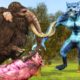 Giant Wolf vs Woolly Mammoth Animal Fights Cartoon Cow Saved By Mammoth Elephant Giant Animal fights