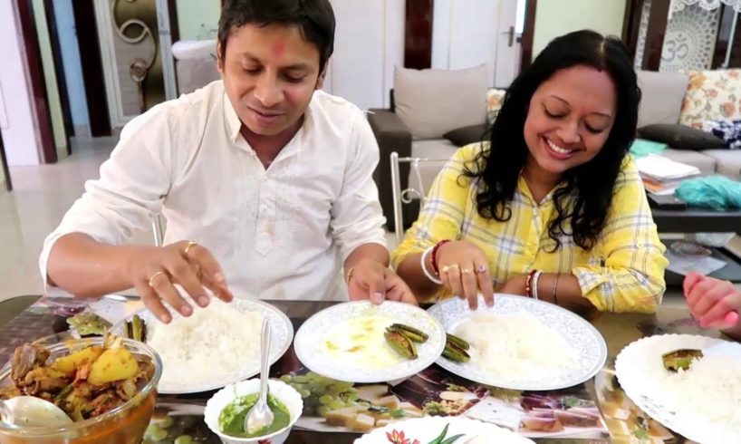 Holi Special Lunch | Rice | Mutton Curry | Nice Husband & Wife Eating Show