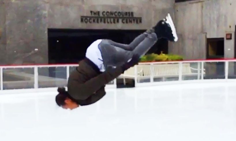 Ice Skater Backflips In Rockefeller Center | Only In New York