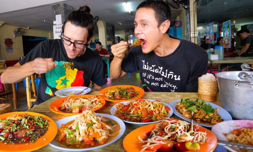 Spicy Street Food - WE ARE CRYING!! 🌶️ Papaya Salad + Beef Hot Pot!! | Khon Kaen, Thailand