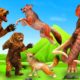 Woolly Mammoth vs Dinosaur - Wild Bear Attacks Fox and Deer | 3D Cartoon Animal Fights Videos