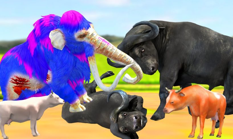 Zombie Mammoth vs Wild Buffalo Animal Fight Woolly Elephant Helps Rescue Cow From Buffalo Attack