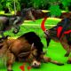Zombie Raptor vs Buffalo Fight Saved By WIld Buffalo | Animal Fights Videos | Giant Animals