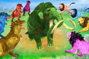 5 Zombie Lions Vs Woolly Mammoth, Dinosaurs, Bulls Animal Fights Giant Elephant Rescue Animals