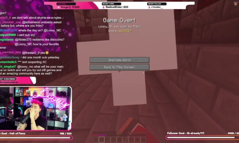 Loony's Death In His Day 6500+ Hardcore World