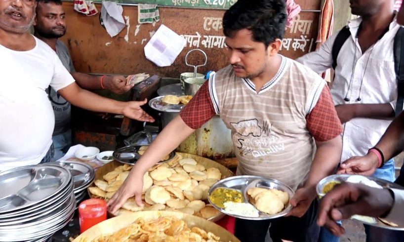 Patna Nasta Dokan | 40 Rs Plate ( 5 Kachori | 2 Jilebi | Dahi Vada ) | Indian Street Breakfast