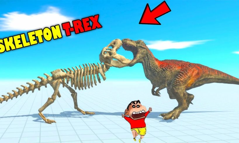 SKELETON T-REX vs UPGRADED T-REX & EVERY UNIT | SHINCHAN and CHOP fight DINOSAURS😱|😂Hindi ARBS