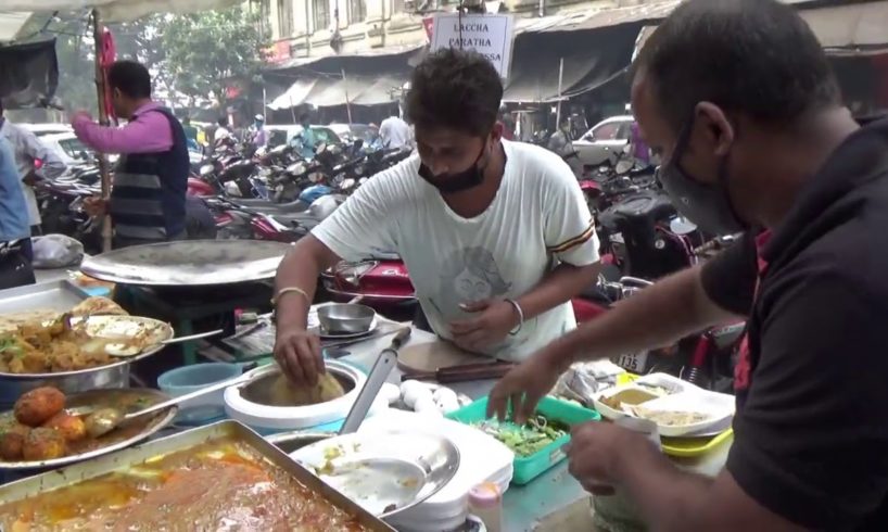 3 Paratha with Alur Dum & Ghugni @ 20 rs Plate - Street Food Beside City Civil Court Kolkata