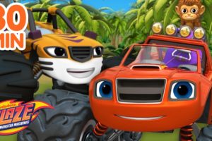 Blaze Jungle Rescues! w/ Stripes & Zeg 🐯 30 Minute Compilation | Blaze and the Monster Machines