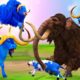 Cow Cartoon , Giant Bulls vs Mammoth Elephant Animal Fight | Cow Cartoon Transformed into Zombie cow