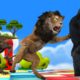 Gorilla vs Wolf Giant Bull Black Mammoth Lion Wild Animal Fights Chasing Gorilla Escape Funny Video