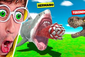 MEGALODÓN vs DINOSAURIOS 🦖!! (Batalla por Equipos vs HERMANO) | Animal Battle Simulator TEKENDO