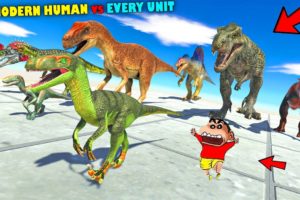 MODERN HUMAN vs EVERY UNIT | SHINCHAN and CHOP fight DINOSAURS😱|😂Funny game in Hindi animal revolt