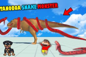 SHINCHAN and CHOP Fights TITANOBOA vs DINOSAURS😱 | Animal Revolt Battle Simulator |😂Funny game Hindi