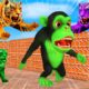 Temple Run Funny Monkey Run away From Zombie Tigers | Zombie Monkey vs Giant Tigers Animal Fight