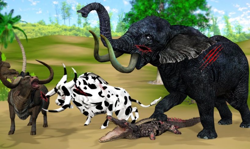 Alligator vs Wild Elephant vs Buffalos | Wild Animals Attacks and Fights | Animal Battle Zone