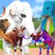 Elephant, Cow Cartoon, Giant Bulls Vs Zombie Lion Woolly Mammoth save Cow Animal Battle Fights