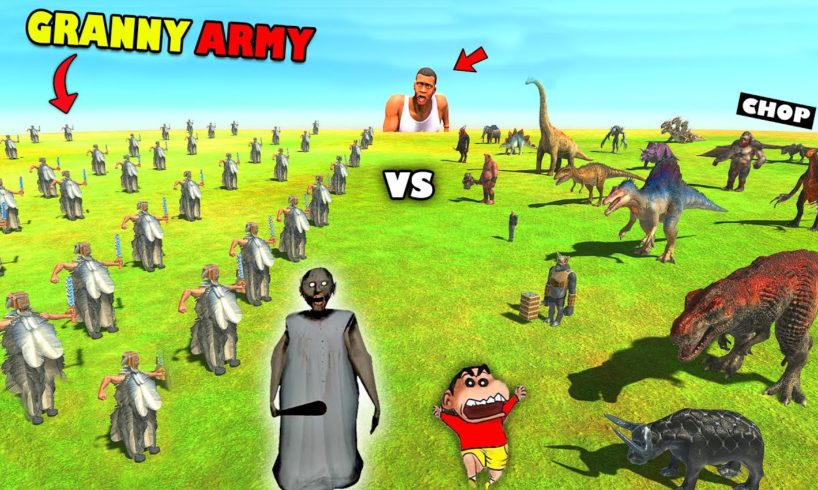 SHINCHAN and CHOP GRANNY ARMY vs AMAAN TEAM in Animal Revolt Battle Simulator Hindi | Granny 3 arbs